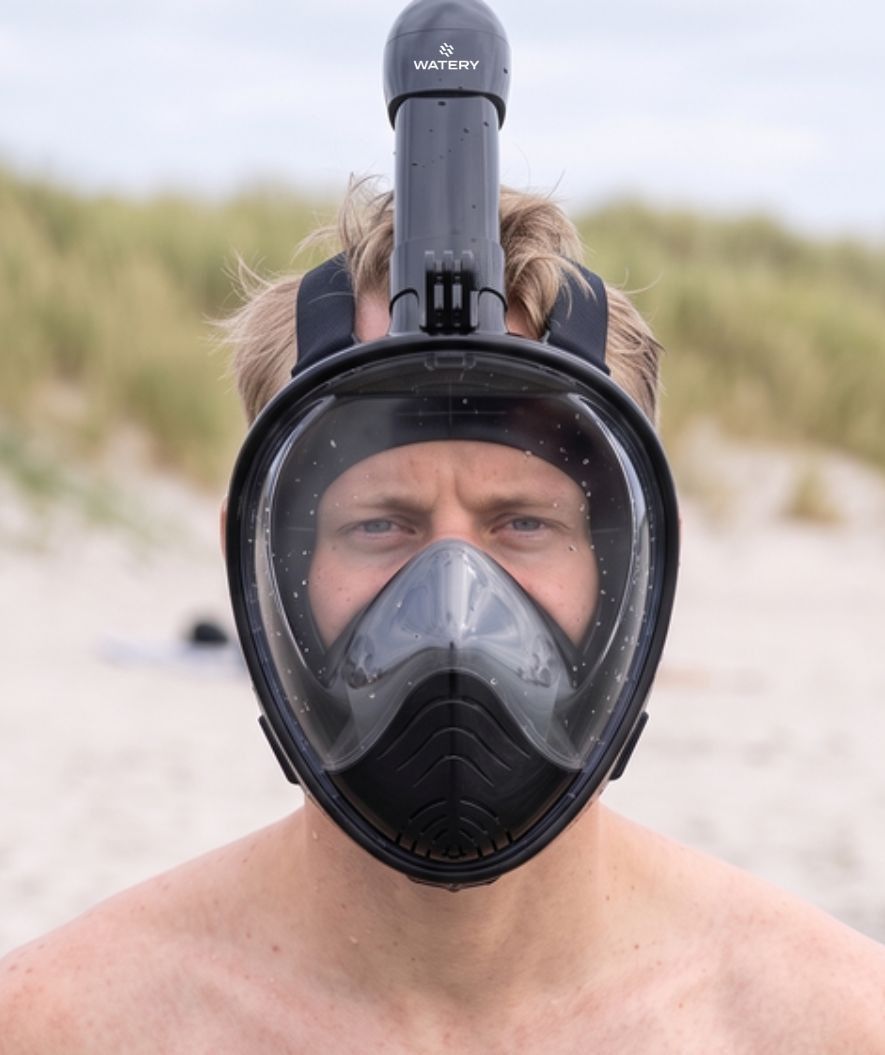 Watery kokokasvosukellusmaski aikuisille - Oxygen - Musta