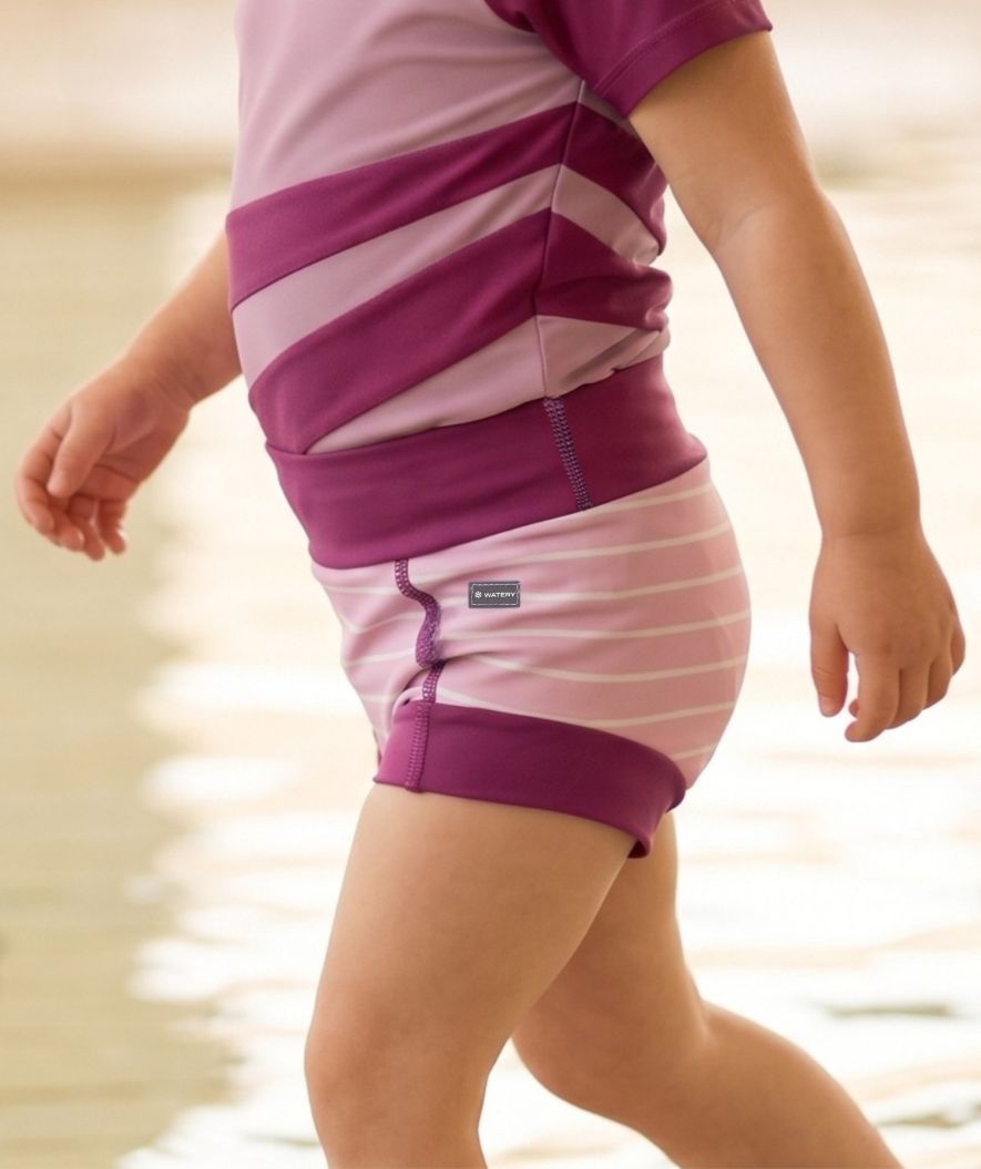 Watery uimavaipat lapsille - Neoprene Swim Nappy - Purple Stripes