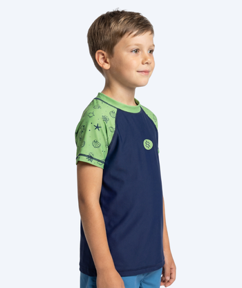 Watery UV-paidat lapsille - Brandman Lyhythihainen Rashguard - Vihreä/sininen