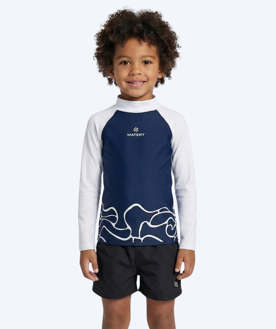 Watery UV-paita lapsille - Chilton pitkähihainen Rashguard - Tummansininen/valkoinen