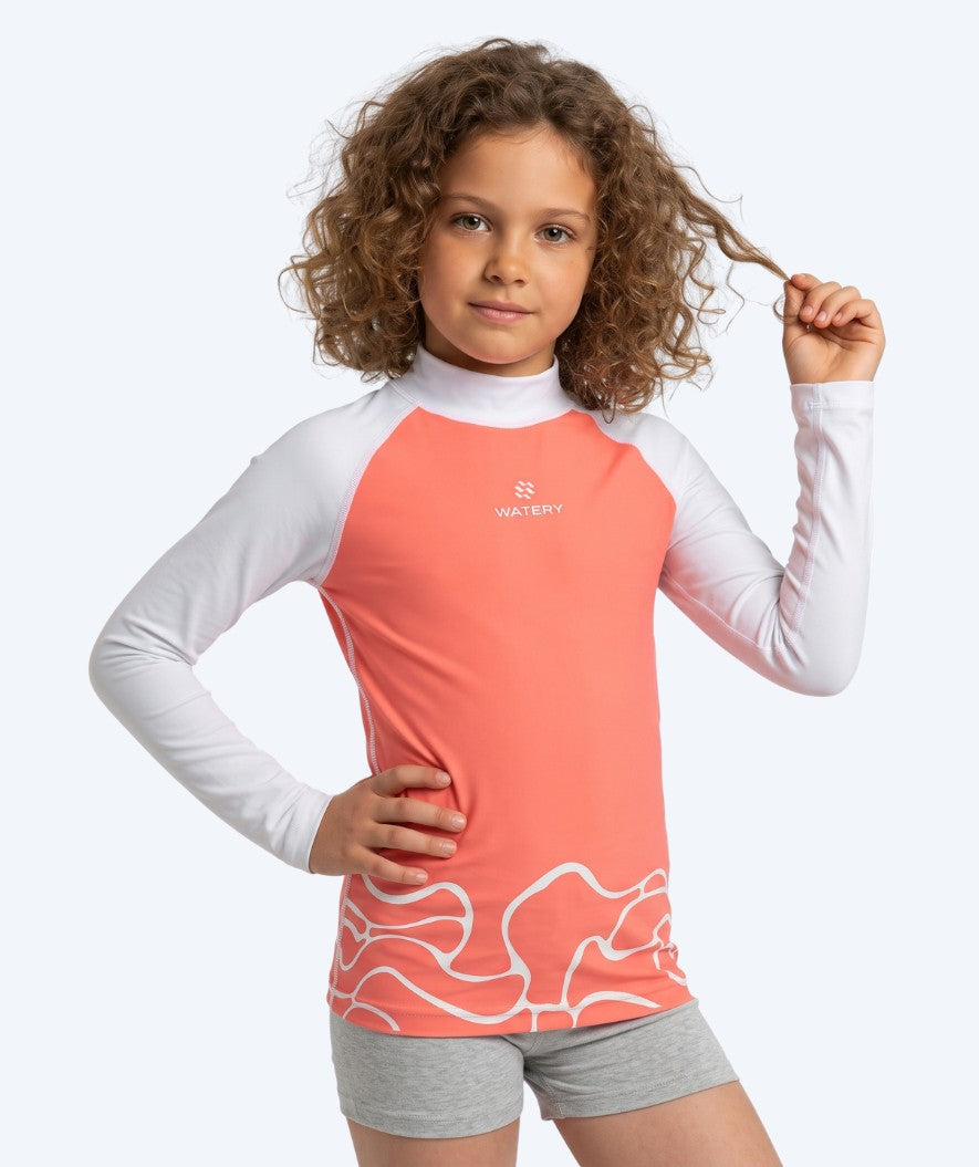 Watery UV-paidat lapsille - Chilton Pitkähihainen Rashguard - Vaaleanpunainen/valkoinen