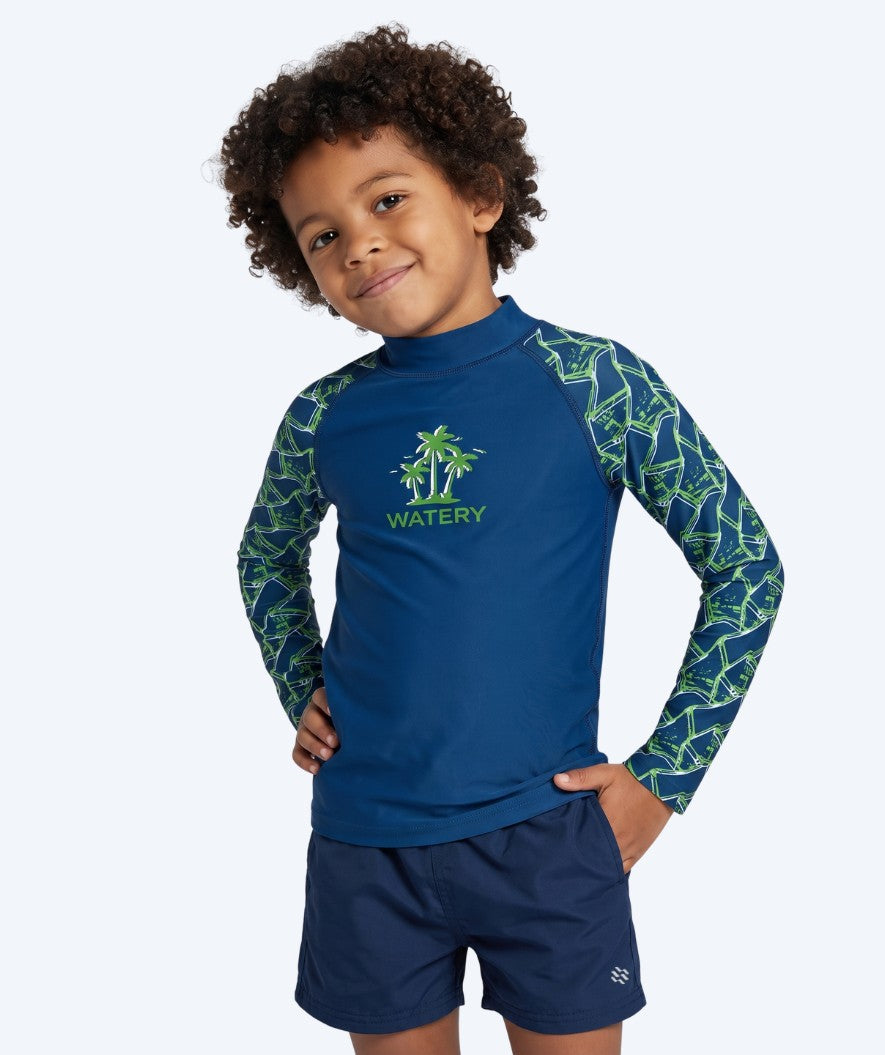 Watery UV-paidat lapsille - Katsu Pitkähihainen Rashguard - Vihreä/tummansininen