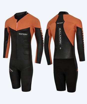 Watery märkäpuku miehille - Salmon Swimrun - Musta/oranssi