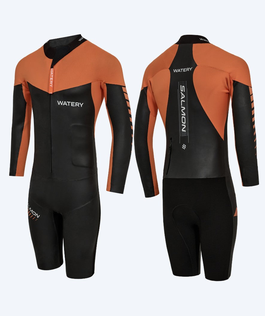 Watery märkäpuku miehille - Salmon Swimrun - Musta/oranssi