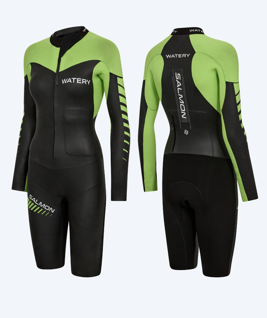 Watery märkäpuku naisille - Salmon Swimrun - Musta/vihreä
