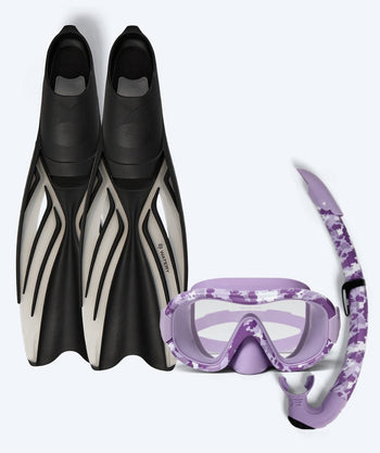 Watery snorkkelisetti aikuisille - Isle/Rudder Camo - Violetti/Musta