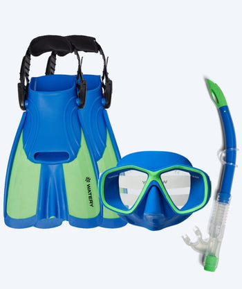 Watery snorkkelisetti lapsille (4-10) - Tropical - Sininen/Vihreä