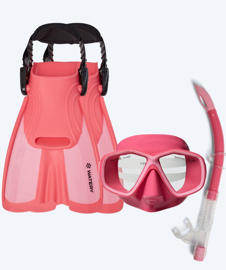Watery snorkkelisetti lapsille (4-10) - Tropical - Pinkki