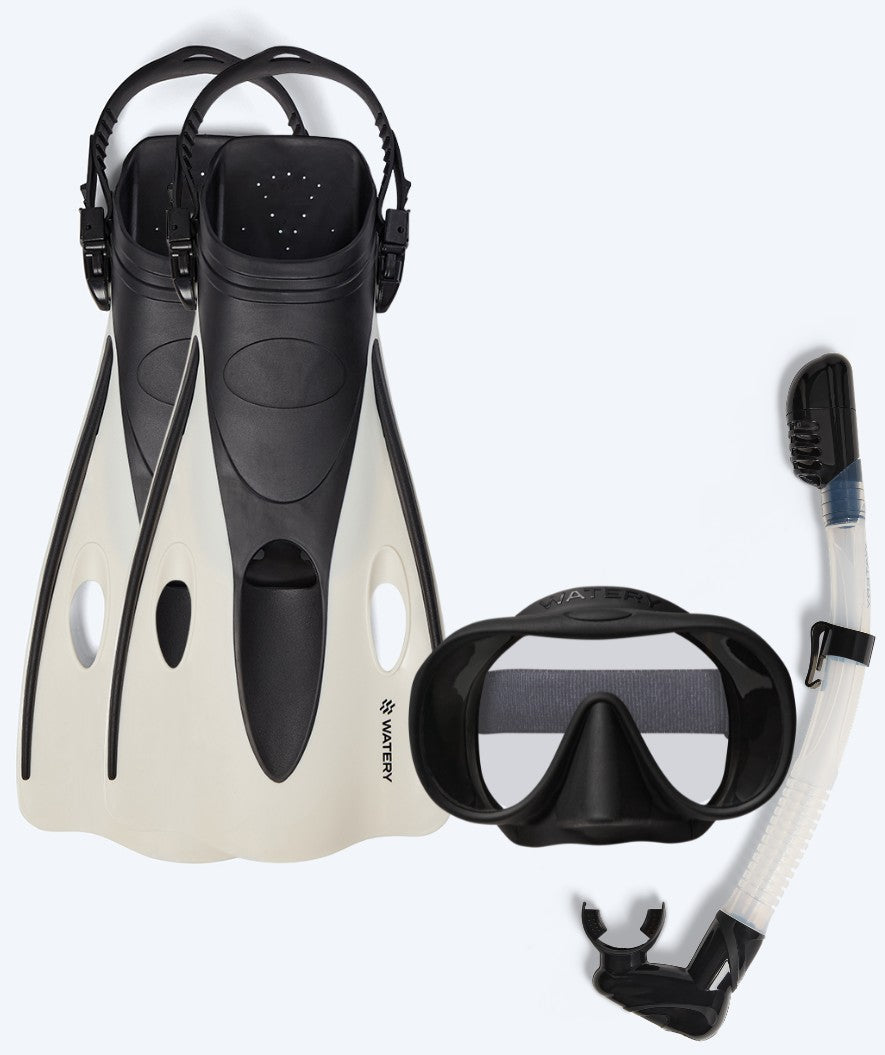 Watery snorkkelisetti aikuisille (yli 15 vuotiaille) - Launch/Alton - Musta/Valkoinen