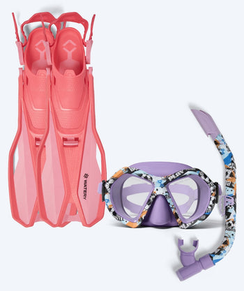 Watery snorkkelisetti junioreille (8-15) - Sunset/Riku - Violetti/Pinkki