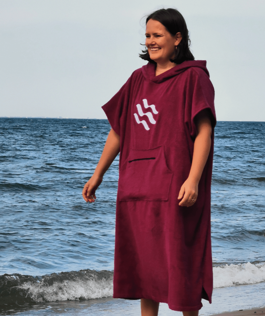 Watery kylpyponcho aikuisille - puuvilla - Musta