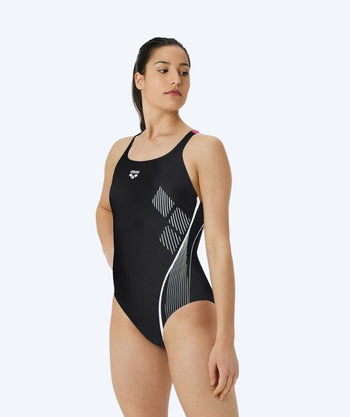 Arena uimapuku naisille - Swim Pro Graphic - Musta/Vaaleanpunainen