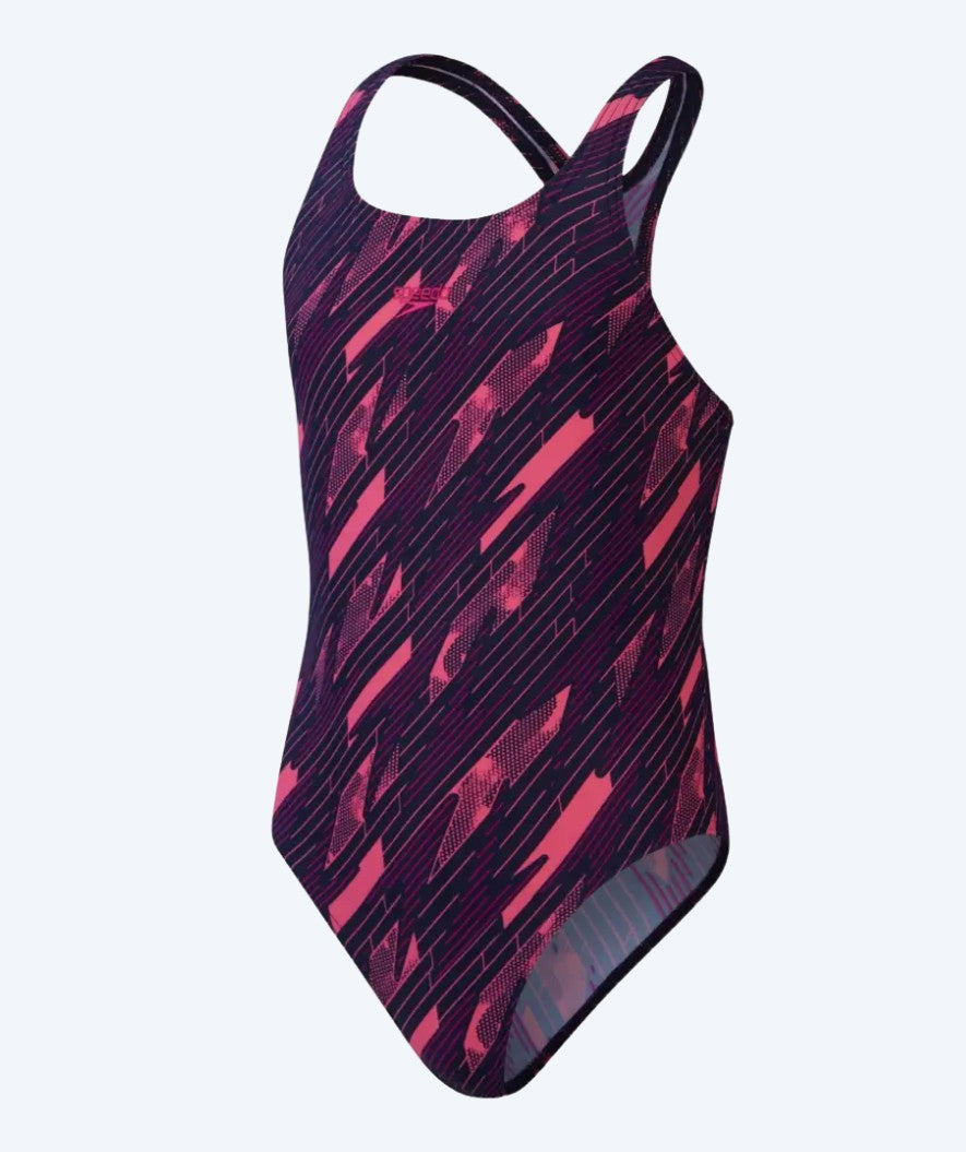 Speedo uimapuku tytöille - Hyperboom Allover Medalist - Tummansininen/Pinkki