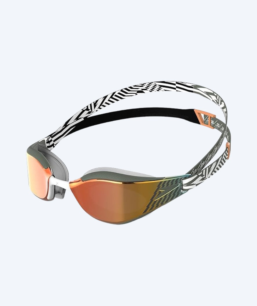 Speedo Elite-uimalasit - Fastskin Hyper Elite Mirror - Musta/Vihreä (Kulta linssi)