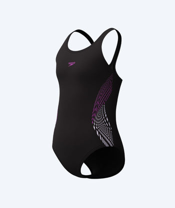 Speedo uimapuku tytöille - Placement Muscleback - Musta/pinkki