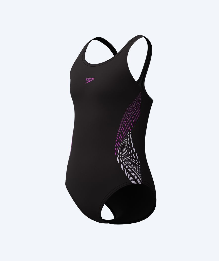 Speedo uimapuku tytöille - Placement Muscleback - Musta/pinkki