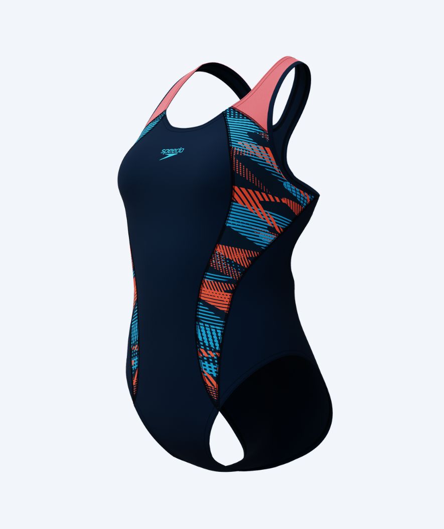 Speedo uimapuku naisille - Placement Laneback - Tummansininen/Vaaleanpunainen