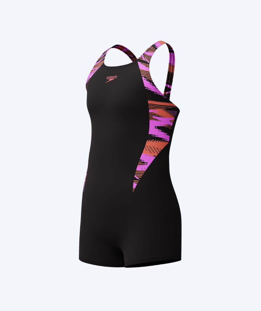 Speedo uimapuku lahkeilla tytöille - Hyperboom Splice - Musta/pinkki