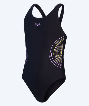 Speedo uimapuku tytöille - Plastisol Placement Muscleback - Musta/Violetti