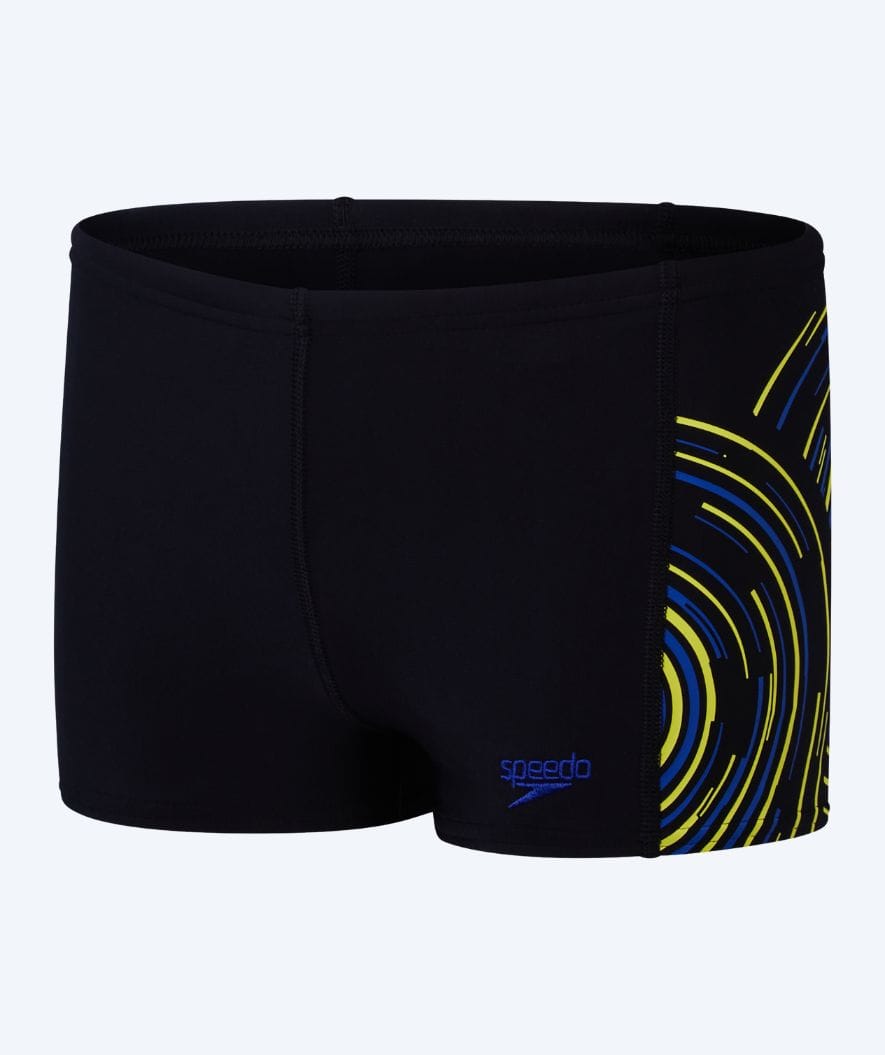 Speedo aquashorts pojille - Plastisol Placement - Musta/sininen/keltainen