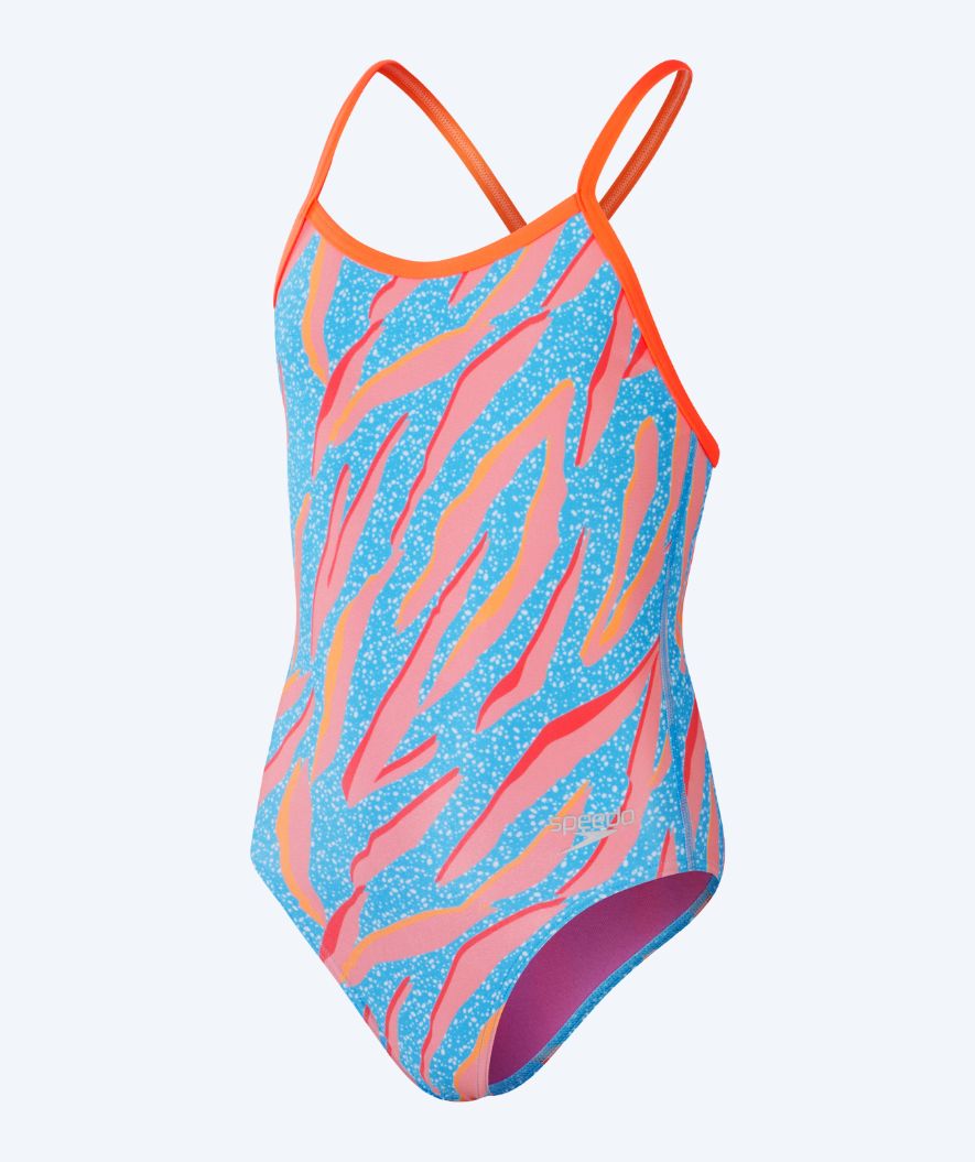 Speedo uimapuku tytöille - Allover Digital V-Back - Sininen/Oranssi