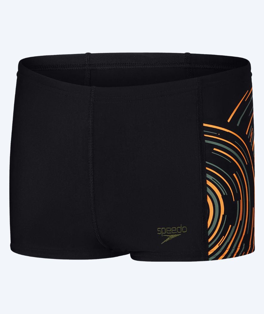 Speedo aquashorts pojille - Plastisol Placement - musta/keltainen
