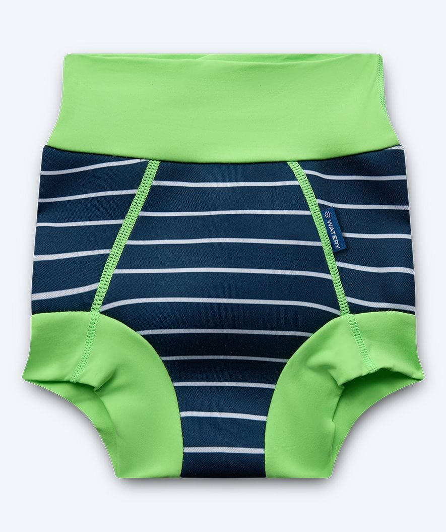 Watery uimavaipat lapsille - Neoprene Swim Nappy - Green Stripes