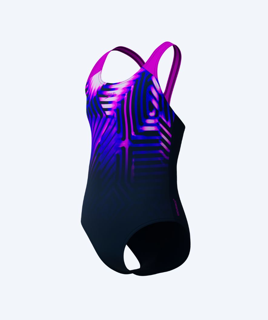 Speedo uimapuku tytöille - Digital Placement Splashback - Musta/violetti