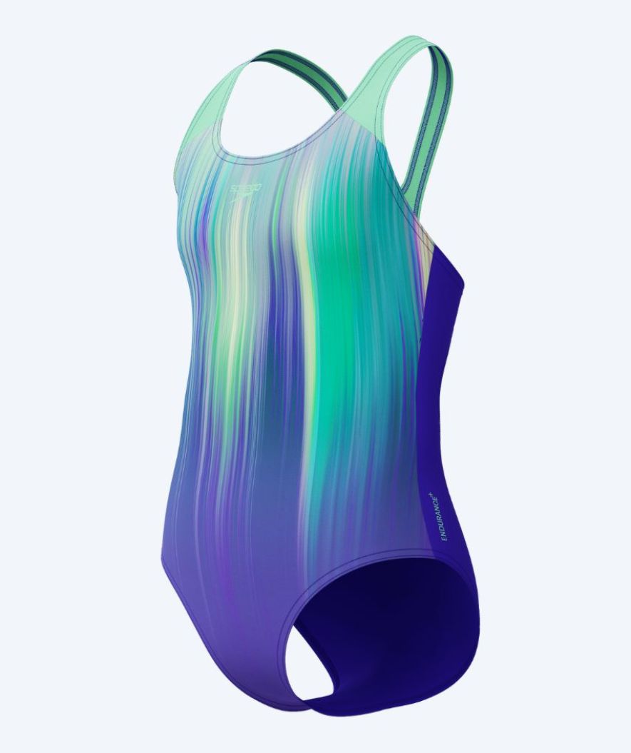 Speedo uimapuku tytöille - Digital Placement Splashback - Violetti/vihreä
