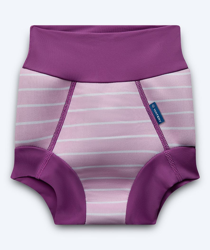 Watery uimavaipat lapsille - Neoprene Swim Nappy - Purple Stripes