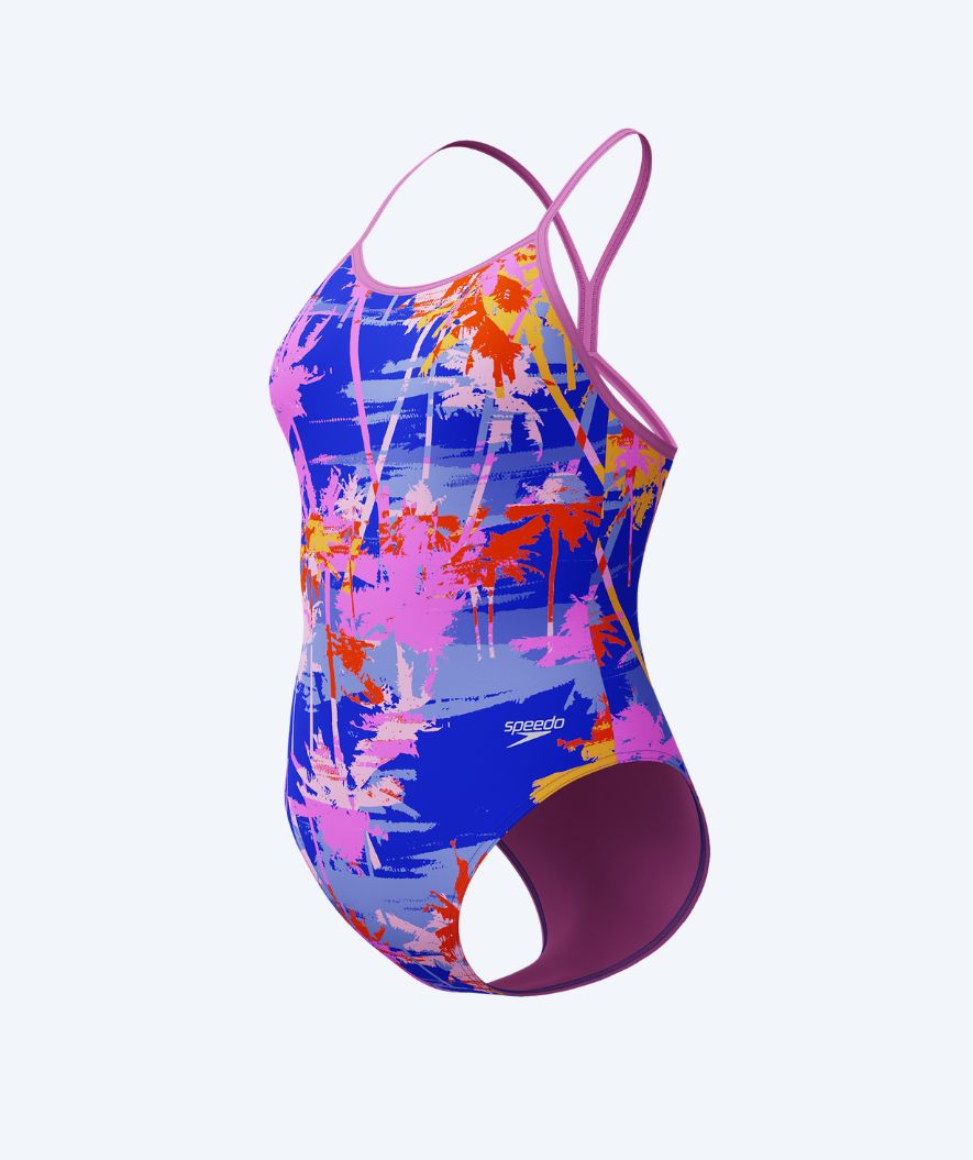 Speedo uimapuku tytöille - Allover Digital V-Back - Violetti/Vaaleanpunainen