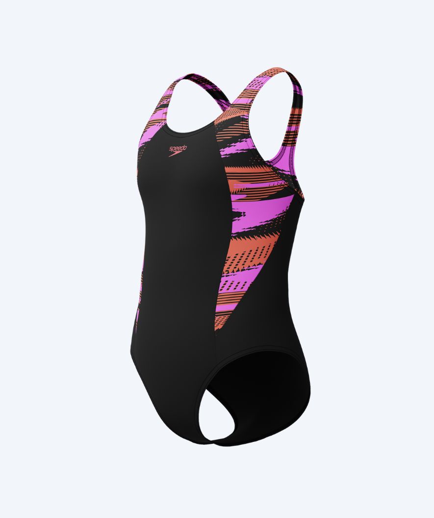 Speedo uimapuku tytöille - Hyperboom Splice Muscleback - Musta/pinkki