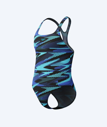 Speedo uimapuku tytöille - Hyperboom Allover Medalist - Musta/Vaaleansininen