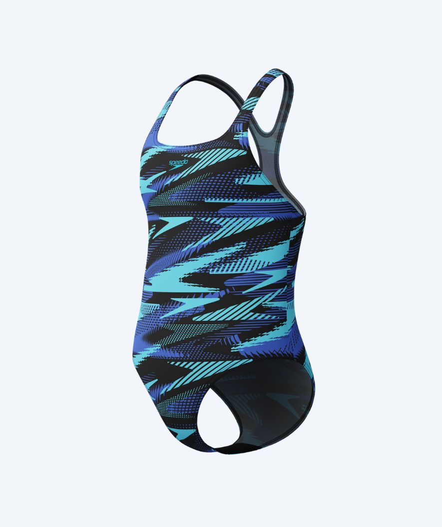 Speedo uimapuku tytöille - Hyperboom Allover Medalist - Musta/Vaaleansininen
