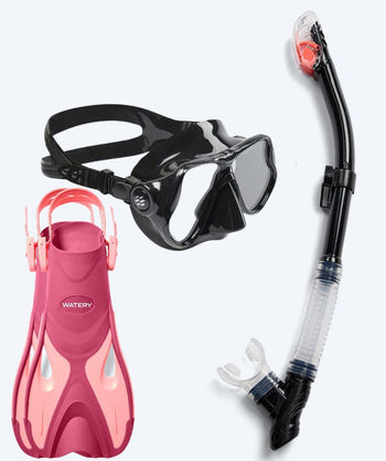 Watery snorkkelisetti aikuisille - Fisher/Hudson - Pinkki/musta