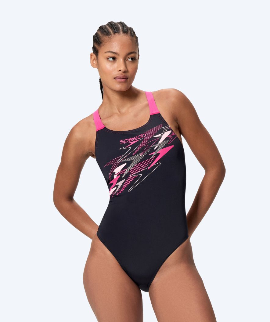Speedo uimapuku naisille - Medley Logo Medalist - Musta/Pinkki