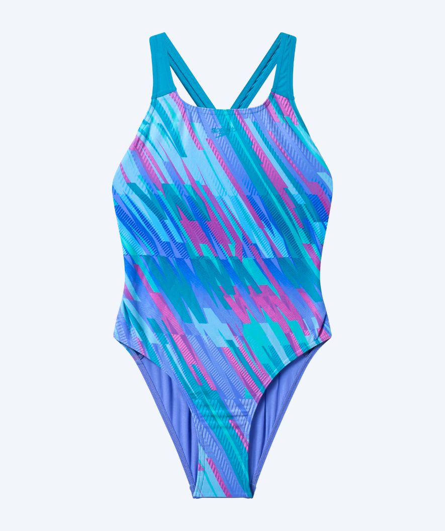 Speedo uimapuku tytöille - Print Powerback - Violetti/Sininen