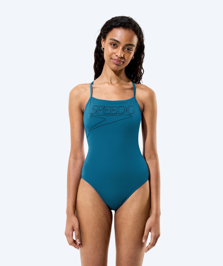 Speedo uimapuku naisille - Endurance Logo Thin Strap - Tummanvihreä
