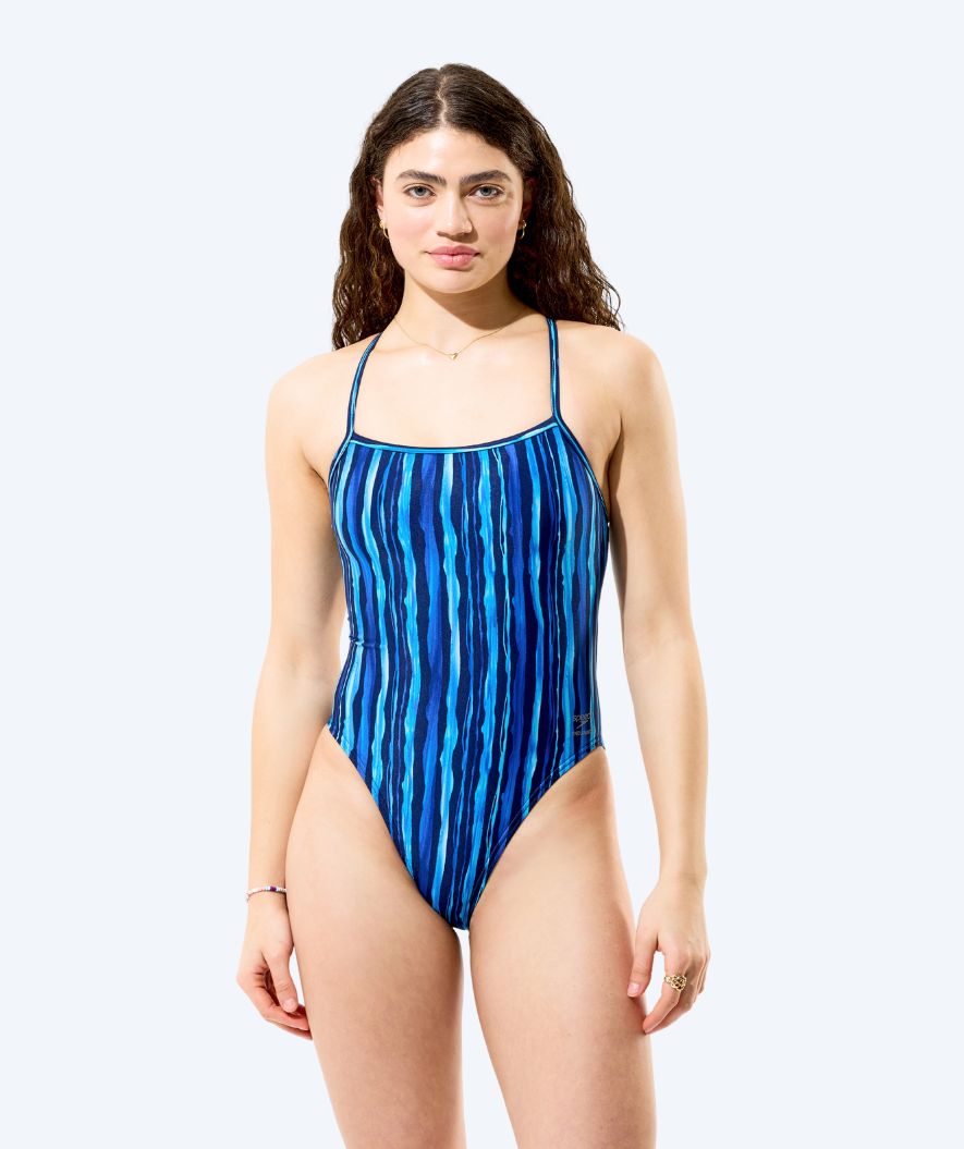 Speedo uimapuku naisille - Printed Web Back - Tummansininen/Vaaleansininen
