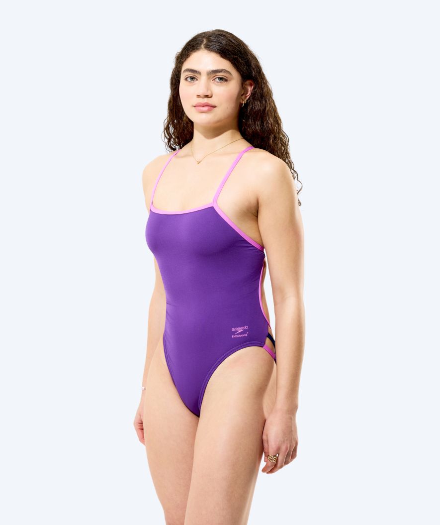 Speedo uimapuku naisille - Solid Tri Back - Violetti/Vaaleanpunainen