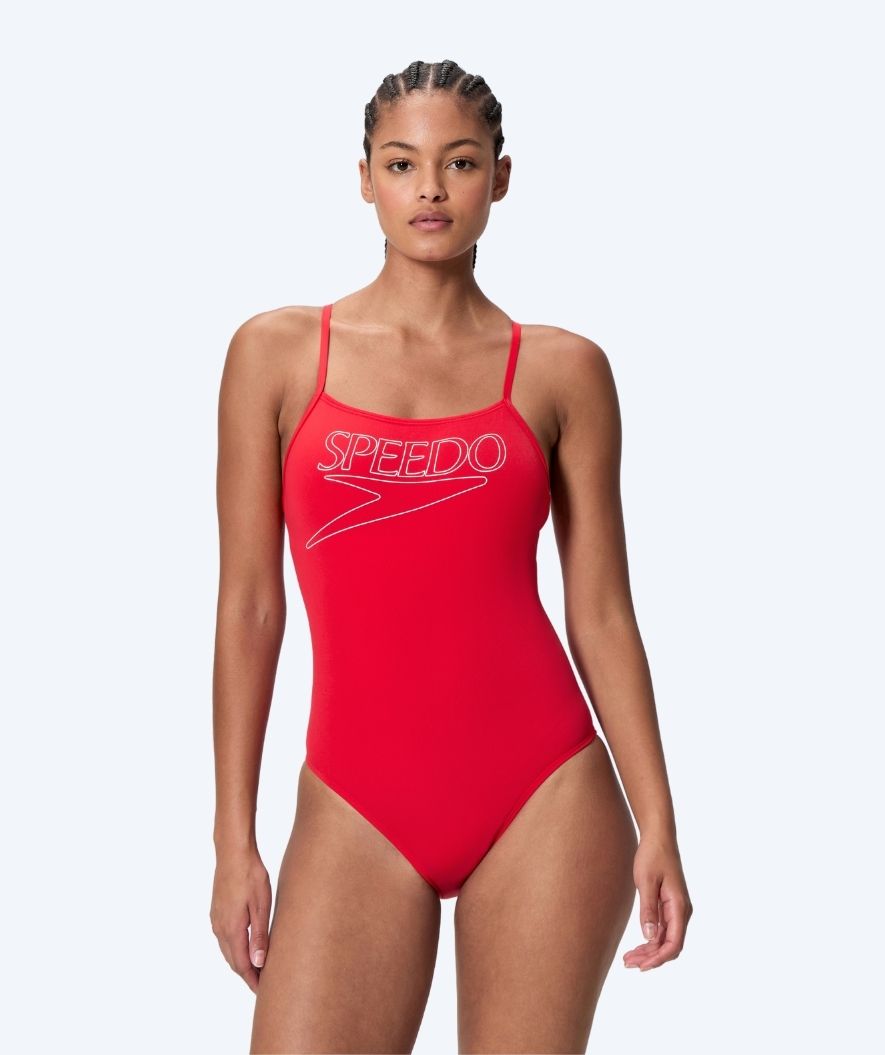 Speedo uimapuku naisille - Endurance Logo Thin Strap - Punainen
