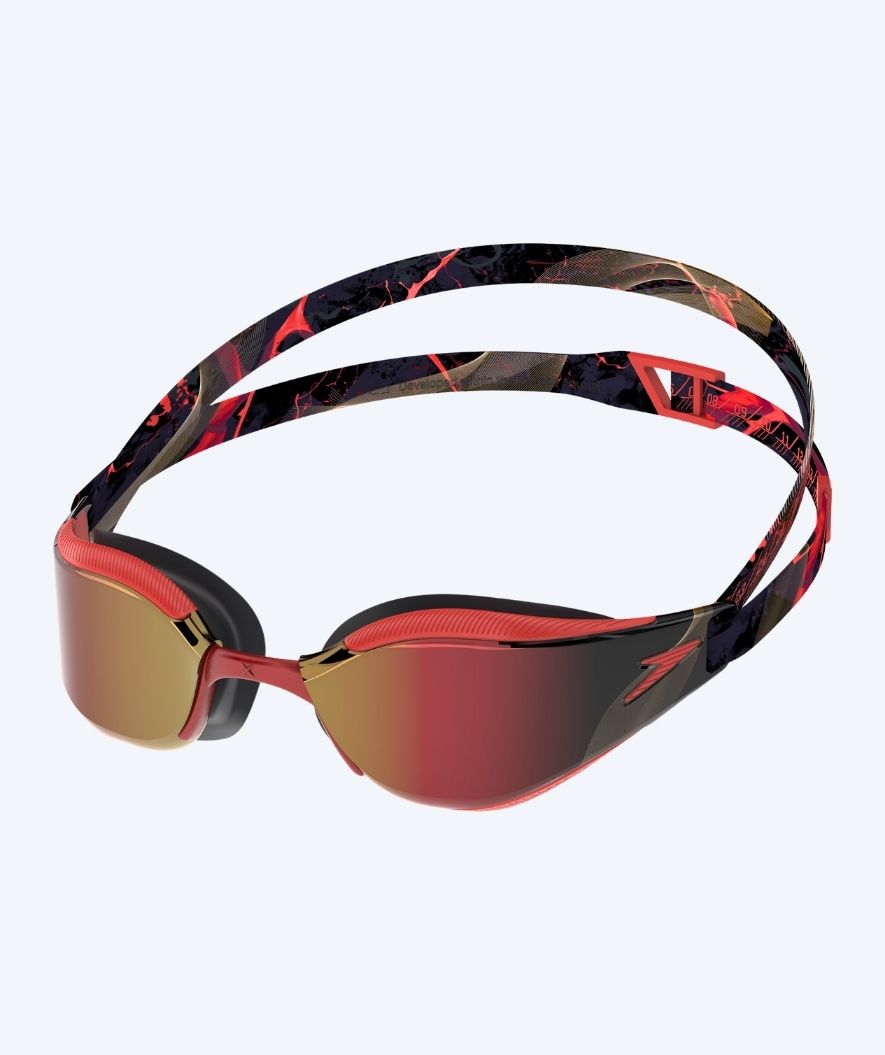 Speedo Elite-uimalasit - Fastskin Hyper Elite Mirror - Musta/Punainen (Kulta linssi)