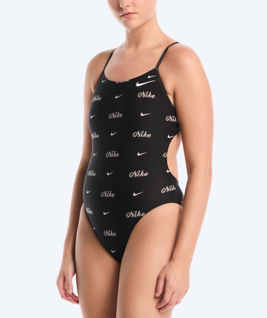 Nike uimapuku naisille - Hydrastrong Print Cutout - Musta/Valkoinen