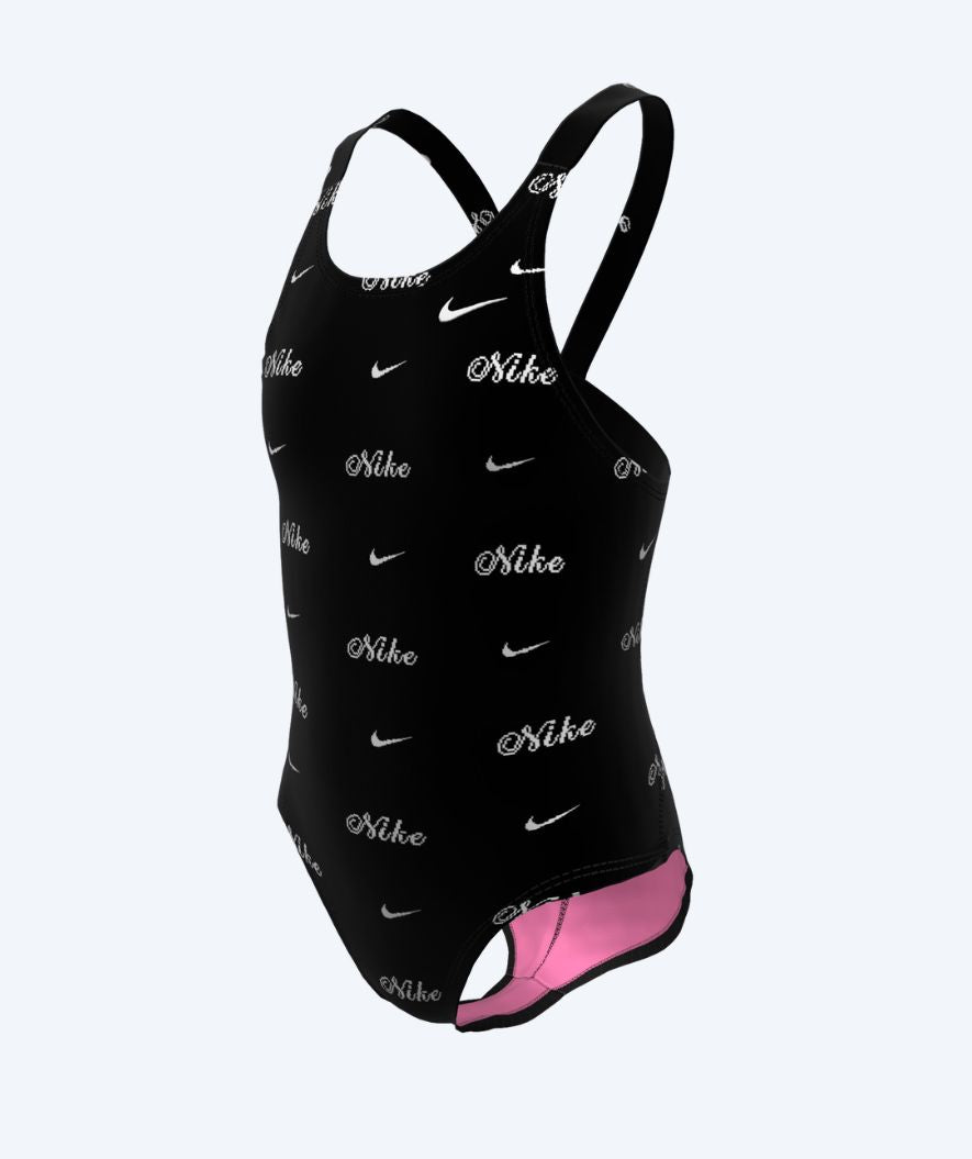 Nike uimapuku tytöille - Hydrastrong Print Fastback - Musta/Valkoinen