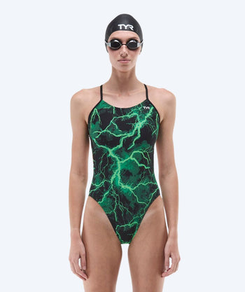 TYR uimapuku naisille - Durafast Elite Cutoutfit Arterix - Vihreä/Musta