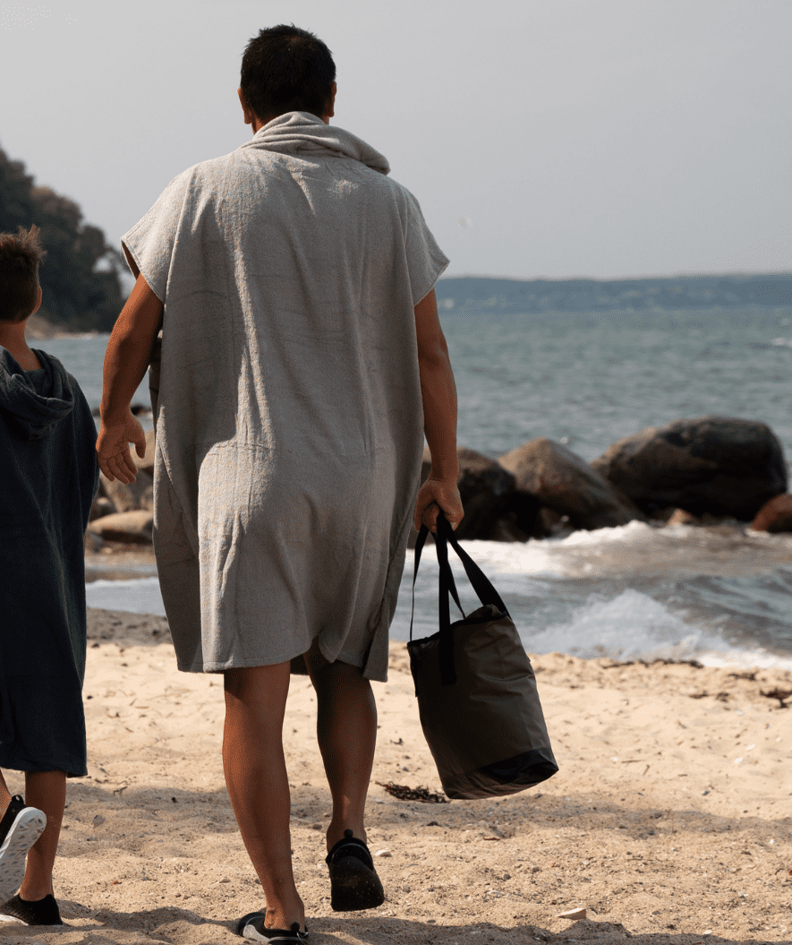 Watery kylpyponcho aikuisille - puuvilla - Musta