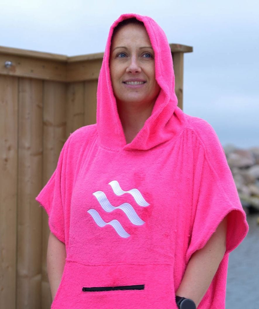 Watery kylpyponcho aikuisille - puuvilla - Musta