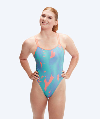 Speedo uimapuku naisille - Allover Digital Starback - Sininen/oranssi