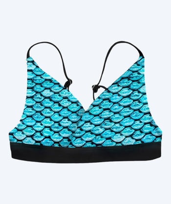 Fin Fun merenneitobikinin yläosa tytöille ilman röyhelöitä - Tidal Teal (Vaaleansininen)
