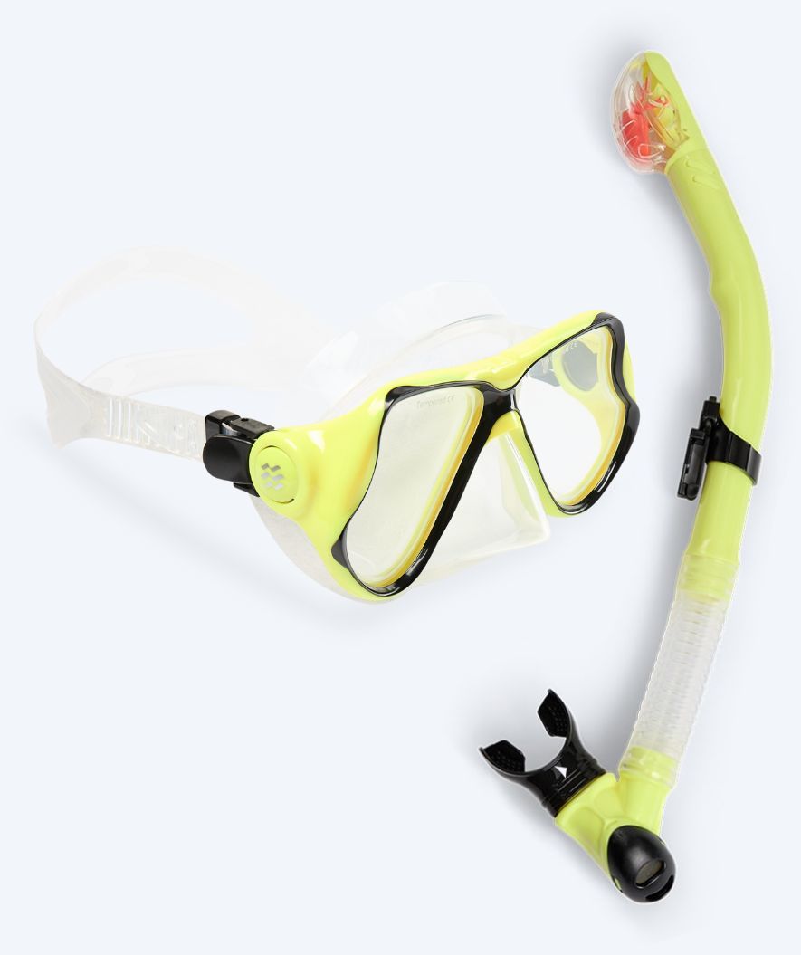 Watery Combo snorkkelisetti aikuisille - Hudson Full-dry - Keltainen